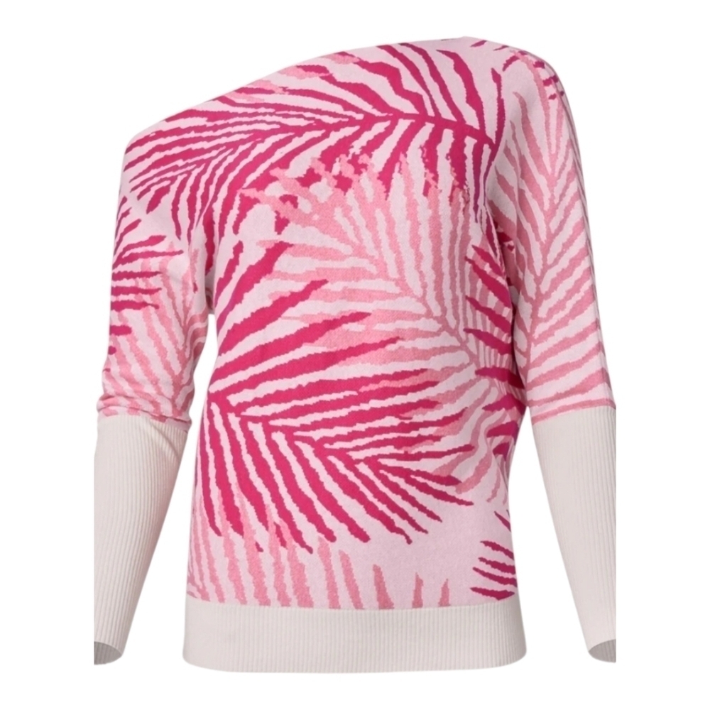 Palm Print One Shoulder Sweater Sz Large‎